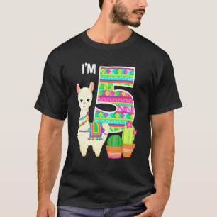 Camiseta Llama Cumpleaños Soy 5 Farm Llama Tema 5 cumpleaño