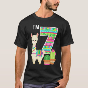 Camiseta Llama Cumpleaños Soy 7 Farm Llama Tema 7 cumpleaño