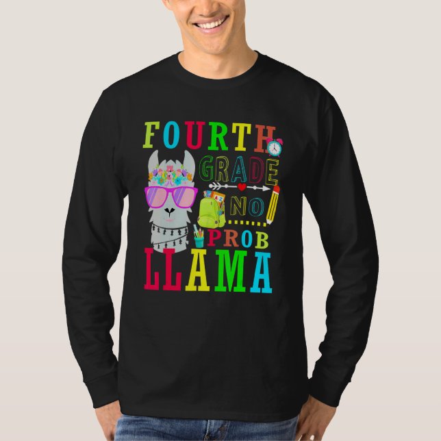 Camiseta Llama de 4to grado sin problemas de vuelta a la es (Anverso)