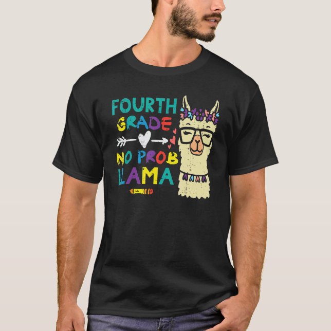 Camiseta Llama de cuarto grado sin problemas  4º primer día (Anverso)