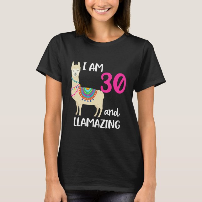 Camiseta Llama de cumpleaños 30 años y llama (Anverso)