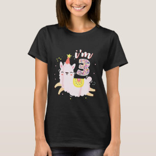 Camiseta Llama de cumpleaños a niños de 3 años Chica rosada