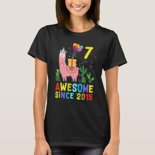 Camiseta Llama de cumpleaños número 7 asombroso desde 2015 