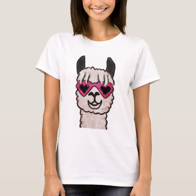 Camiseta Llama de Guay con lentes de corazón (Anverso)