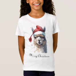 Camiseta Llama de Navidad con sombrero de Santa con texto p
