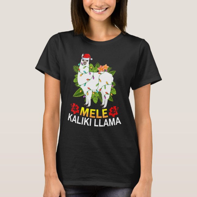 Camiseta Llama de Navidad hawaiana enciende a Mele Kalikima (Anverso)