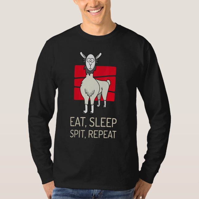 Camiseta Llama de repetición de la boca de espera para come (Anverso)