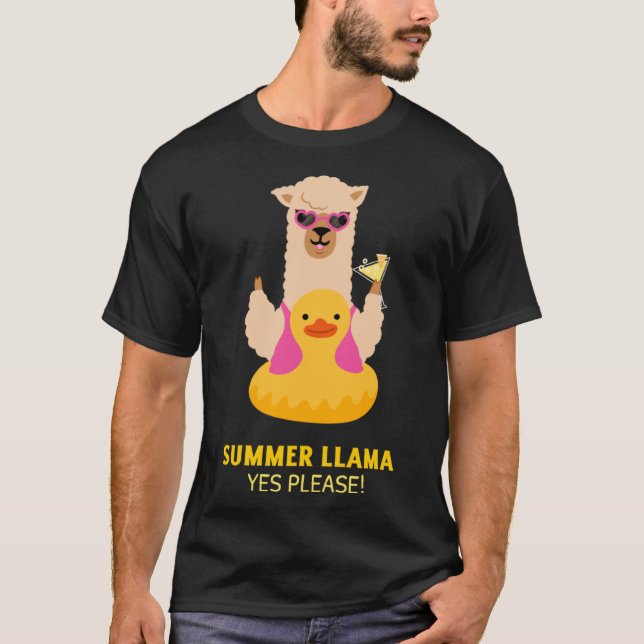 Camiseta Llama De Verano Con Gafas De Sol Para El Fiesta De (Anverso)
