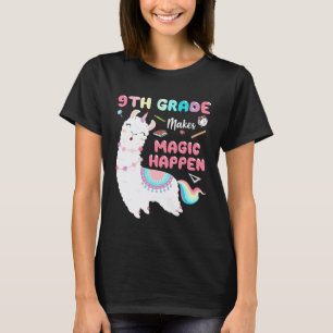 Camiseta Llama de vuelta al cole hace magia en 9º grado