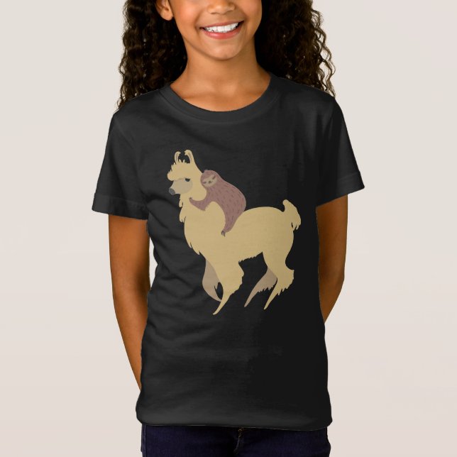 Camiseta Llama del montar a caballo de la pereza (Anverso)