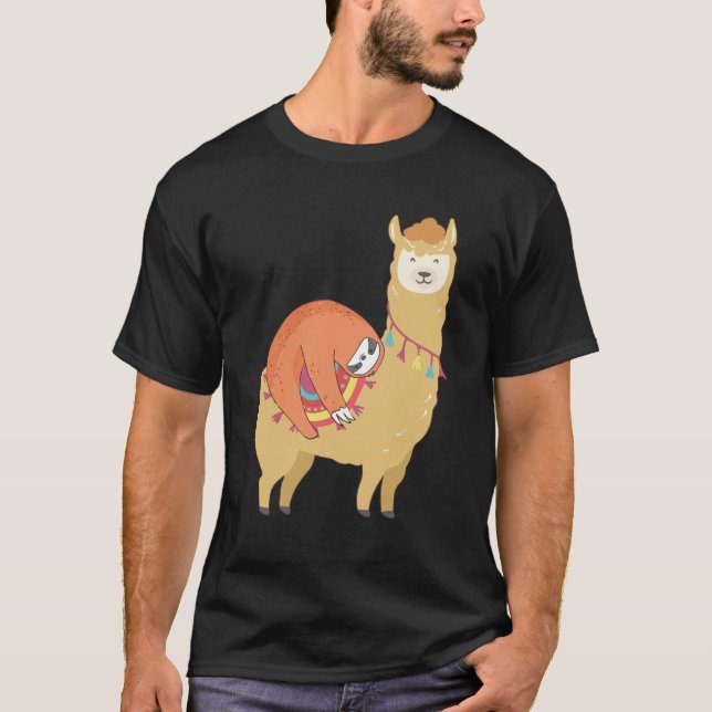 Camiseta Llama del montar a caballo de la pereza (Anverso)
