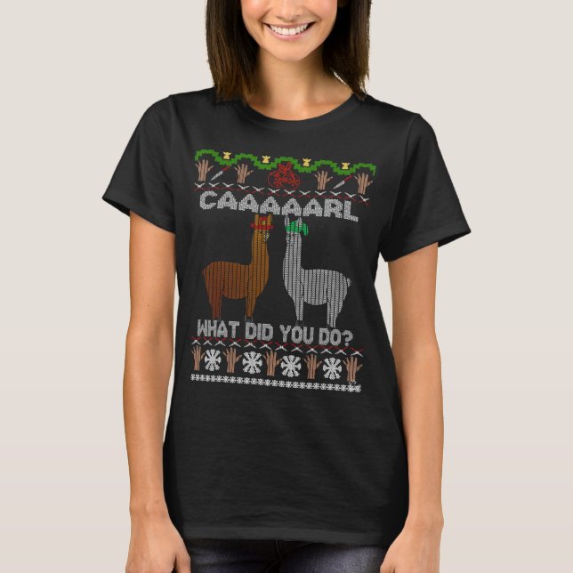 Camiseta llama divertida con Navidades gorras que se ven ca (Anverso)