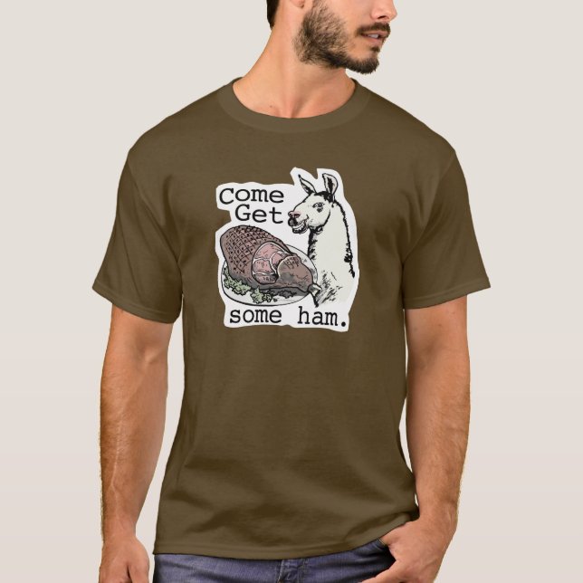 Camiseta Llama divertida que consigue el jamón por los (Anverso)