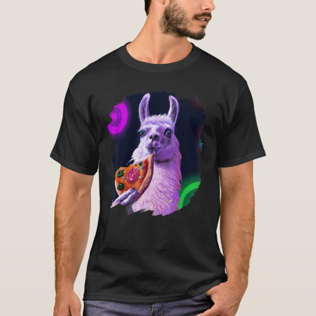 Camiseta Llama Eating Pizza  Cool Pizza Llamas (Anverso)