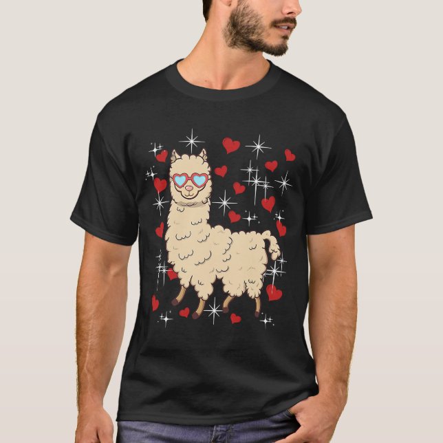Camiseta Llama El día de San Valentín de Valentine Llama (Anverso)