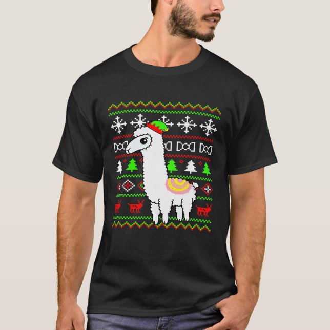 Camiseta Llama Elfo Navidad horrible Navidad (Anverso)