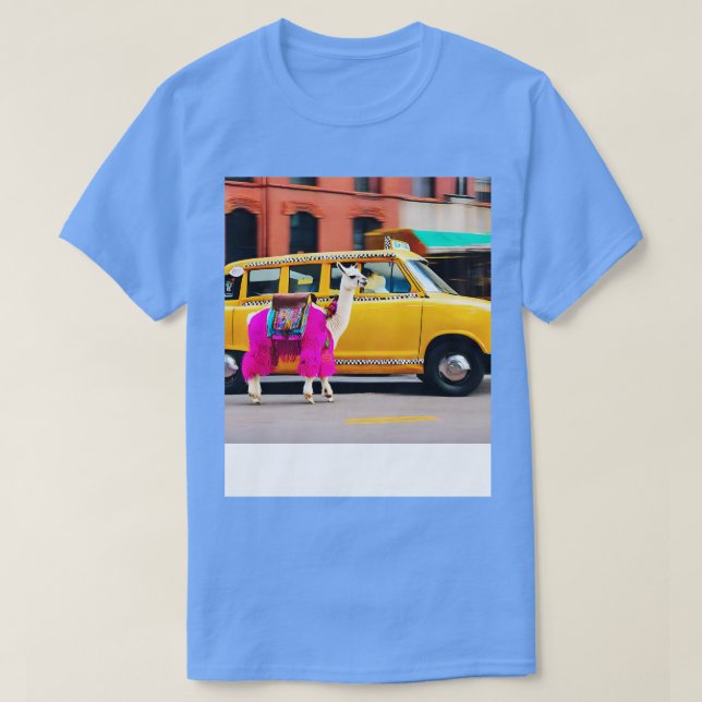 Camiseta Llama en taxi: Llama feliz (Diseño del anverso)