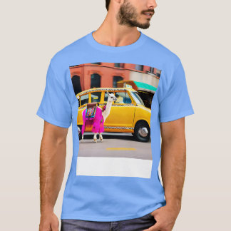 Camiseta Llama en taxi: Llama feliz
