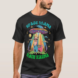 Camiseta Llama espacial Alien Karma, curiosa llamada retro