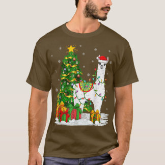 Camiseta Llama familia de árboles navideños a la altura de 