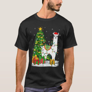Camiseta Llama familia de árboles navideños a la altura de 