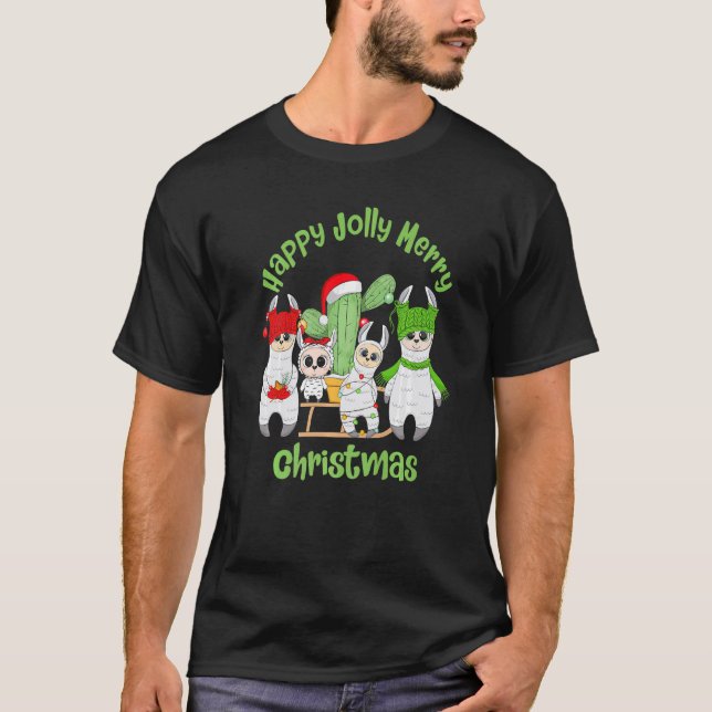 Camiseta Llama Family Men Women and Kids Cute Christmas (Anverso)