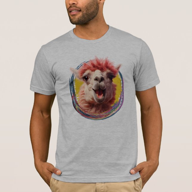 Camiseta "Llama feliz con fondo colorido" (Anverso)