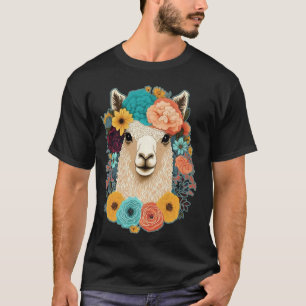 Camiseta Llama flor cutánea en verano alpaca floral