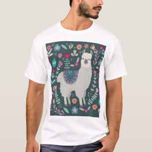 Camiseta Llama floral: Doodles pintados a mano