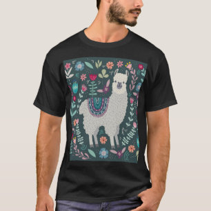 Camiseta Llama floral: Doodles pintados a mano