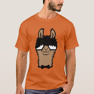 Camiseta Llama Friki Gafas Pajarita Divertida Alpaca