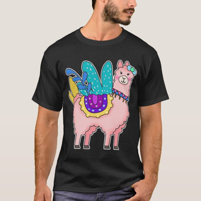 Camiseta Llama  Funny Cute Style Alpaca Graphic Plus Size (Anverso)