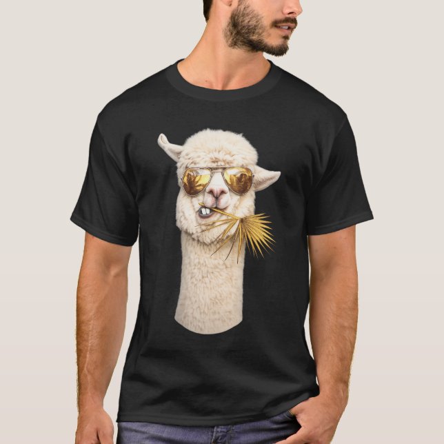 Camiseta Llama genial con gafas de sol (Anverso)