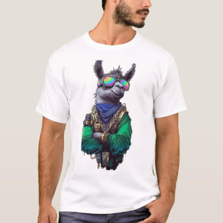 Camiseta Llama genial de Hip Hop con gafas de sol y ropa ur