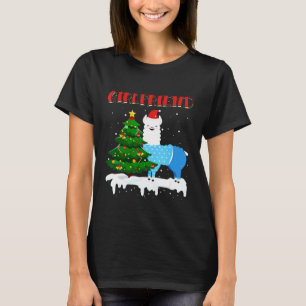 Camiseta llama Girlfriend Santa Hat Xmas Pajama Family Matc