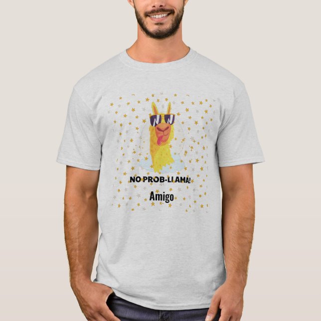 Camiseta Llama graciosa sin nombre con estrellas (Anverso)