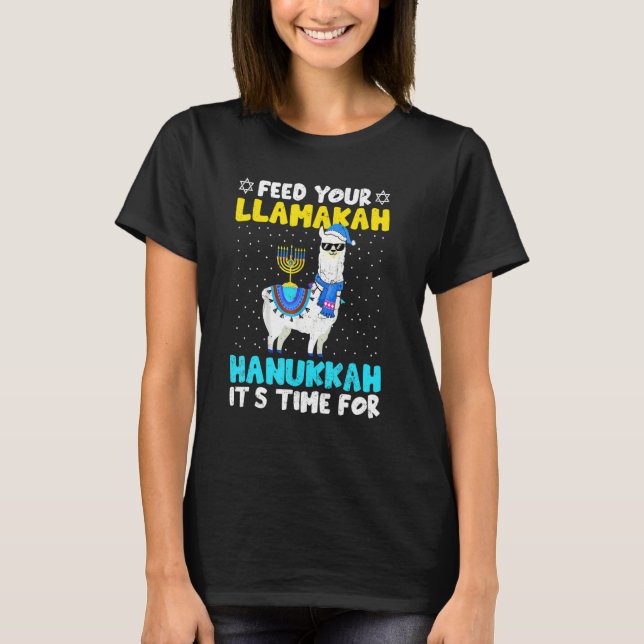 Camiseta Llama Hanukkah Costume Alpaca Chanukah Feed Your L (Anverso)