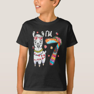 Camiseta Llama I'm 7 year old 7th Birthday Tie Dye Farm