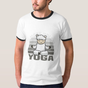 Camiseta Llama linda y divertida haciendo yoga. poses de yo