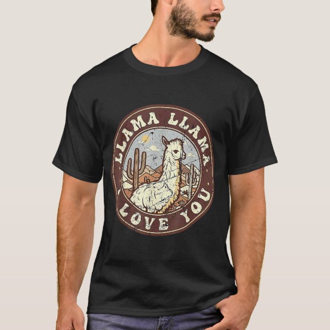 Camiseta Llama Llama I love you retro Style touch Alpaca (Anverso)