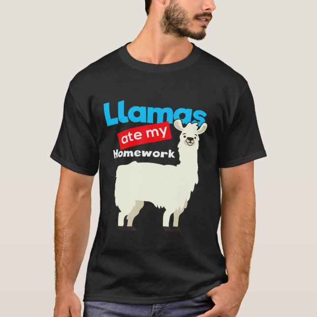 Camiseta Llama Llamas Se Comieron Mi Tarea (Anverso)