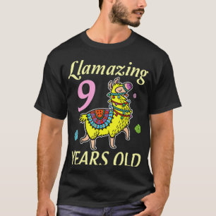 Camiseta Llama Llamazing 9 Años Cumpleaños Feliz Niño Niña