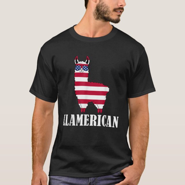Camiseta Llama Llamericana 4 de julio Estados Unidos Llama  (Anverso)