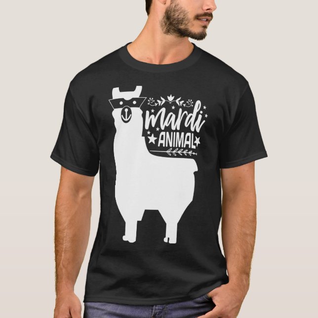 Camiseta Llama Mardi Gras Mardi Animal Funny Alpaca Carniva (Anverso)