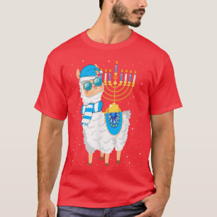Camiseta Llama Menorah Hanukkah Cute Alpaca Chanukah Christ