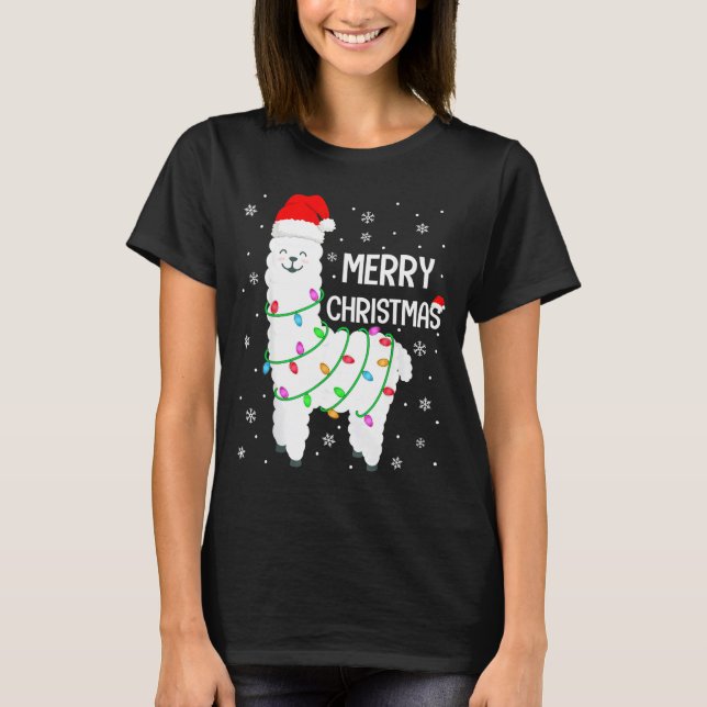 Camiseta Llama Merry Christmas Kids Funny Llama Christmas L (Anverso)