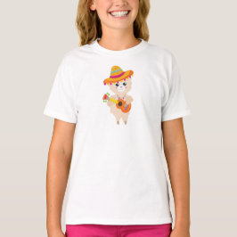 Camiseta Llama mexicana, llamada cuta, sombrero, guitarra