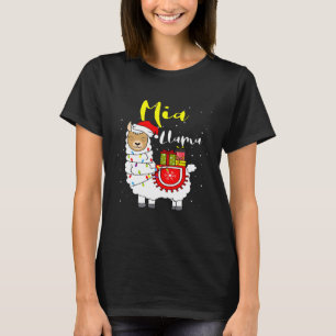 Camiseta Llama Mia enciende Santa Hat Xmas Pajama Fa coinci