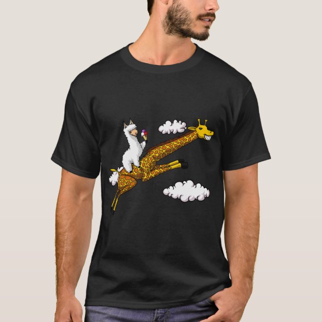 Camiseta Llama montando jirafa (Anverso)