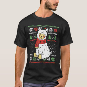 Camiseta llama navidad luces de árbol alpaca amante X